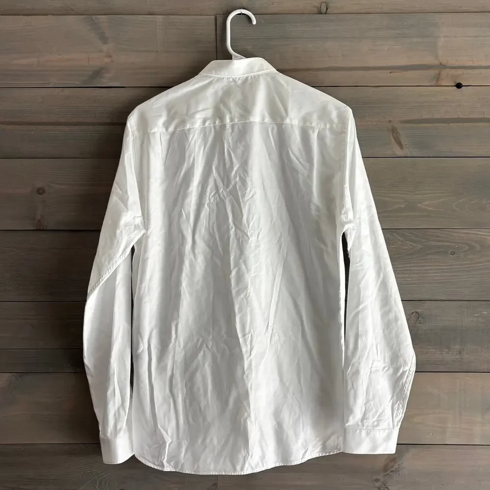 THE KOOPLES | White Fitted Shirt Tone-on-Tone Skeletons Embroidered Sz M